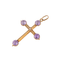 Pendentif Croix ancienne ornée d'améthystes et perle 58 Facettes