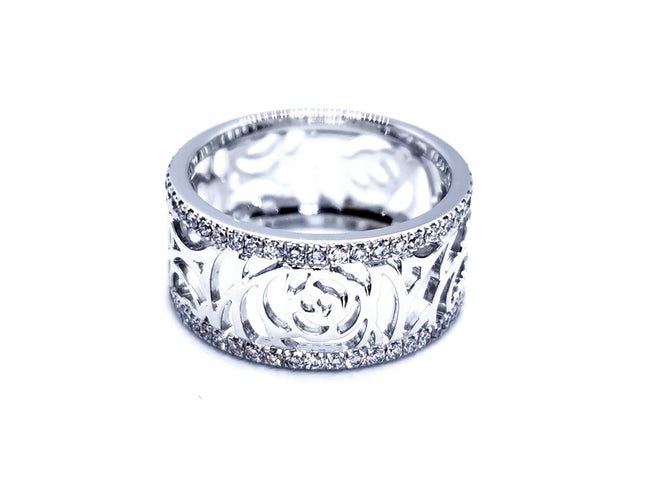 Bague 51 Chanel Bague Camélia Or blanc Diamant 58 Facettes 912047CN