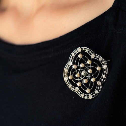 Broche Broche perles fines et diamants Belle Epoque 58 Facettes 20-192