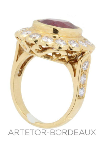 Bague 50 Bague rubis entourage diamants 58 Facettes 5471