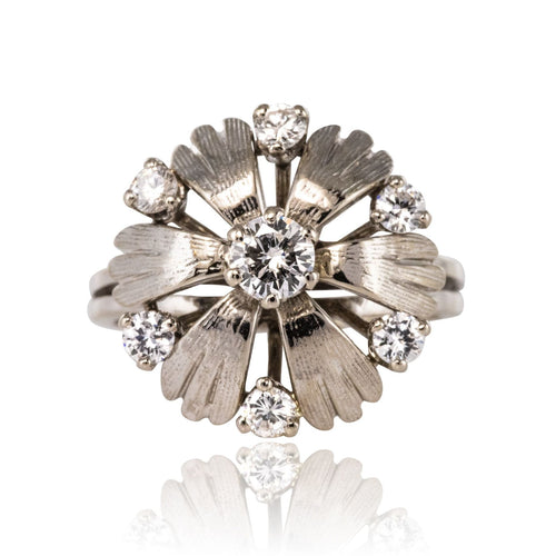 Bague 51 Bague pétales or blanc diamants 58 Facettes 20-150-49