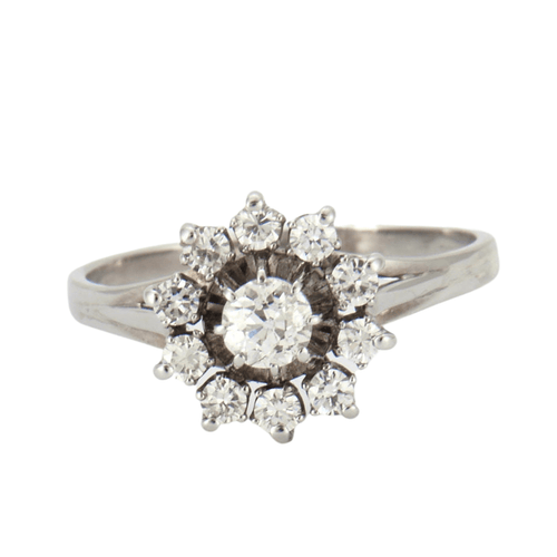 Bague Bague Fleur en Or Gris, Diamants 58 Facettes LOT 2840