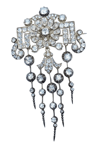 Broche Broche à pampilles détachables argent et pierres blanches 58 Facettes AB280