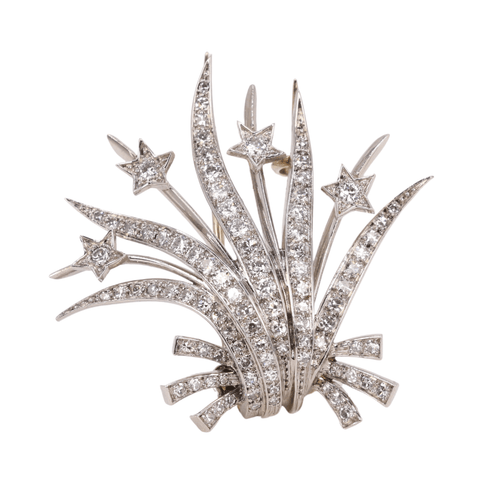 Broche Broche ancienne en or et diamants figurant un motif céleste 58 Facettes