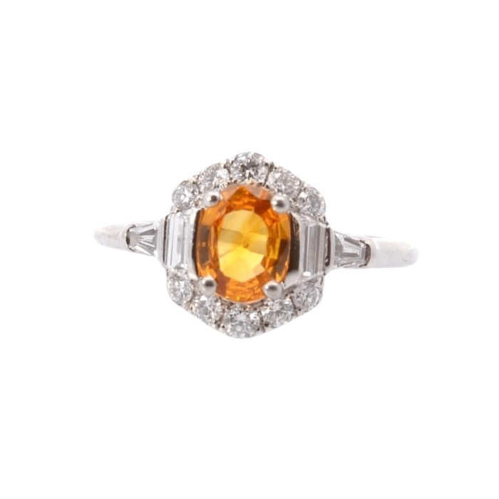 Bague 51 Bague Or blanc Saphir jaune Diamants 58 Facettes 25563