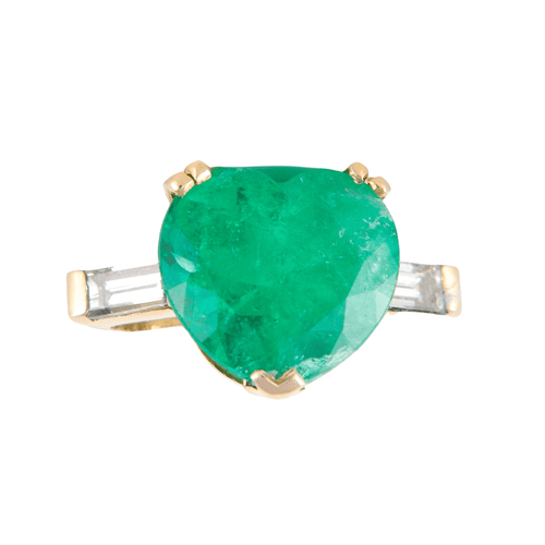 Bague 51 Bague Emeraude Coeur Diamants 58 Facettes 8392