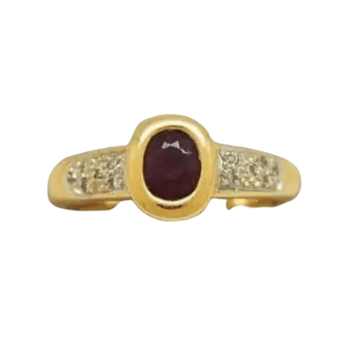 Bague 51 Bague en or jaune, diamants, rubis 58 Facettes