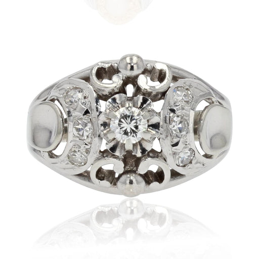 Bague 51 Bague bombée or blanc diamants 58 Facettes 21-112-51