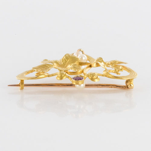 Broche Broche art nouveau rubis perles 58 Facettes 18-016A