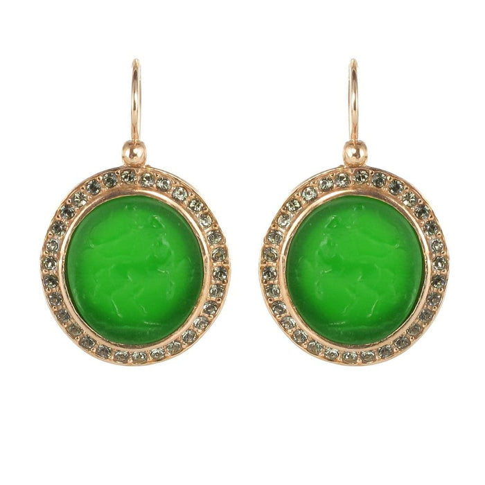 Boucles d'oreilles Boucles d'oreilles dormeuses intailles et cristaux pierre verte 58 Facettes SO029