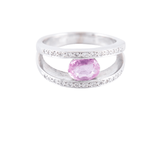 Bague 56.5 Bague double corps Saphir rose 58 Facettes HS2436