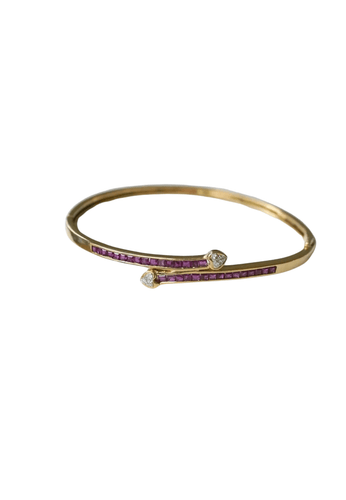 Bracelet Bracelet Jonc coeur croisé rubis 58 Facettes