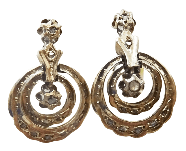 Boucles d'oreilles Vintage 8 karat gold and Diamond earrings 58 Facettes