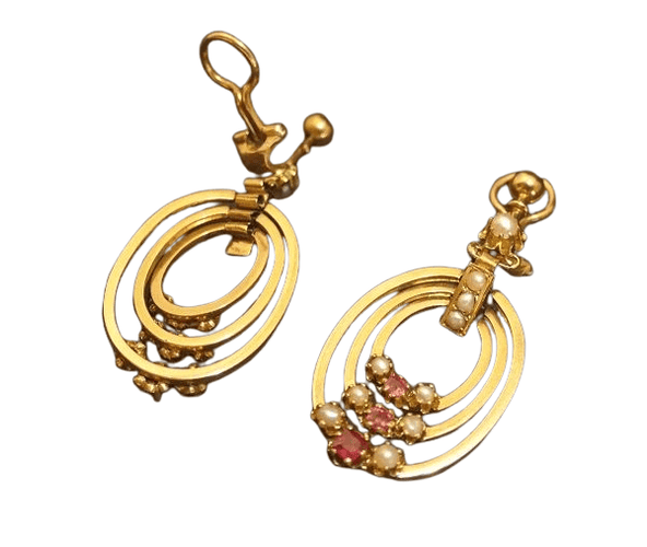 Boucles d'oreilles Pendants d'Oreilles Rubis Et Perles Fines, Or 18 Carats 58 Facettes 1024657
