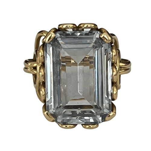 Bague 53 Bague Or Jaune Aigue-Marine 58 Facettes LOT 4431