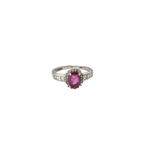 Bague Bague marguerite en or blanc diamants et rubis 58 Facettes 21254