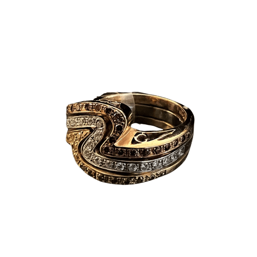 Bague Bague bandeau diamants FANCY roses, jaunes et blancs 58 Facettes