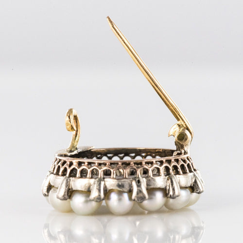 Broche Broche ancienne ronde perles fines et diamants 58 Facettes 20-389