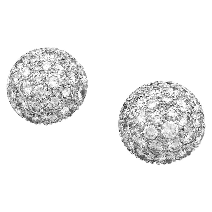 Boucles d'oreilles Boucles d'oreilles demi-sphères en or blanc et diamants. 58 Facettes 29942