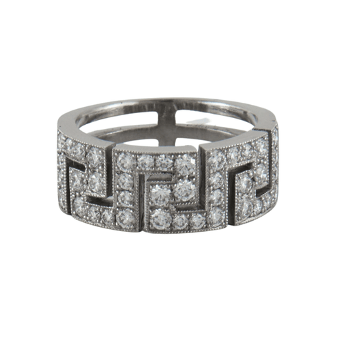 Bague 55 Bague anneau motif grec Diamants 58 Facettes