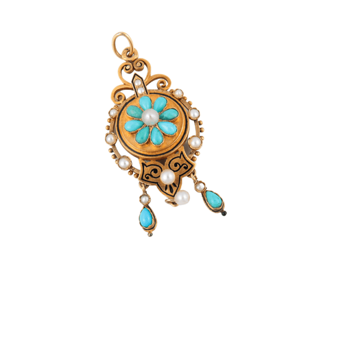 Pendentif Pendentif Napoléon III, turquoises et perles 58 Facettes