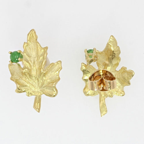 Boucles d'oreilles Boucles d'oreilles feuilles de vigne et émeraudes 58 Facettes 21-190