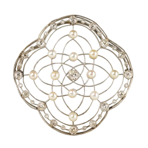 Broche Broche perles fines et diamants Belle Epoque 58 Facettes 20-192