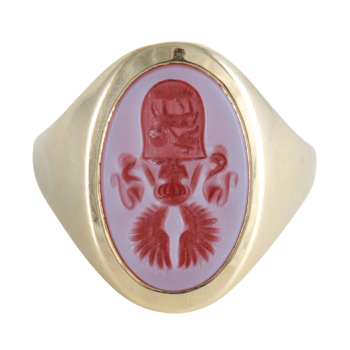 Bague 56 Bague Chevalière Cornaline gravée 58 Facettes 432.2