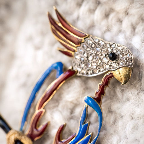 Broche Broche perroquet émail diamants 58 Facettes 19-467