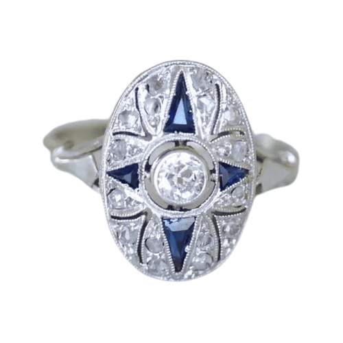 Bague Bague Art Deco en Or blanc & diamants 58 Facettes