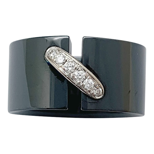 Bague 47 Bague Chaumet, "Liens", céramique noire, or blanc, diamants. 58 Facettes 30593