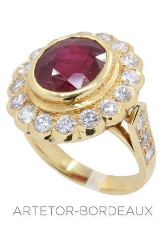Bague 50 Bague rubis entourage diamants 58 Facettes 5471