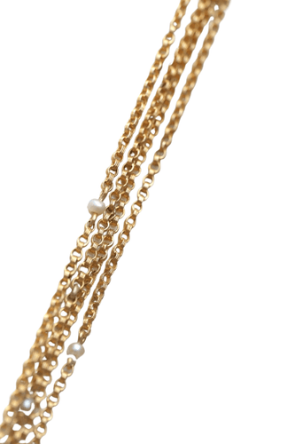 Collier Sautoir maille jaseron or et perles fines 58 Facettes