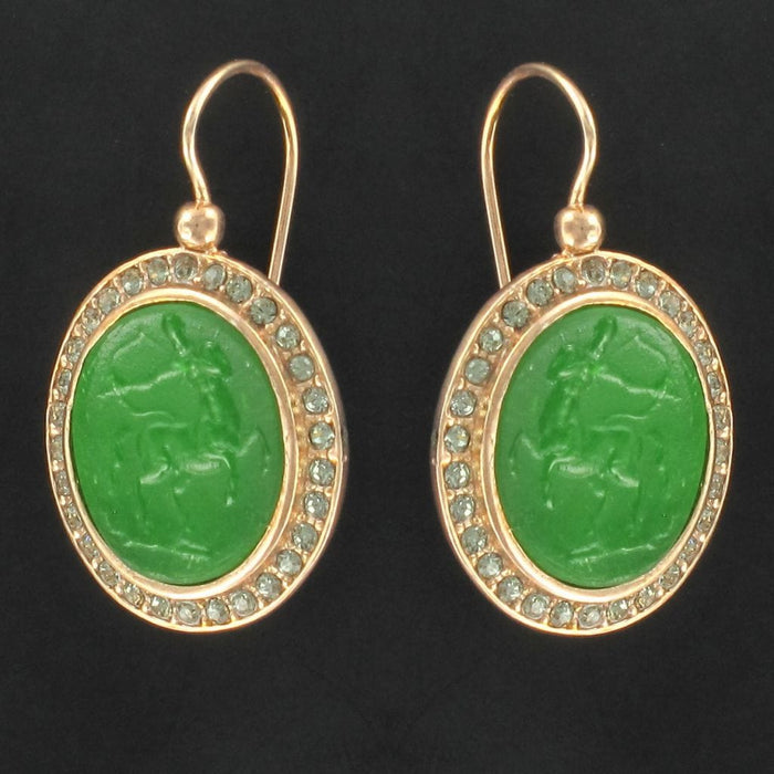 Boucles d'oreilles Boucles d'oreilles dormeuses intailles et cristaux pierre verte 58 Facettes SO029