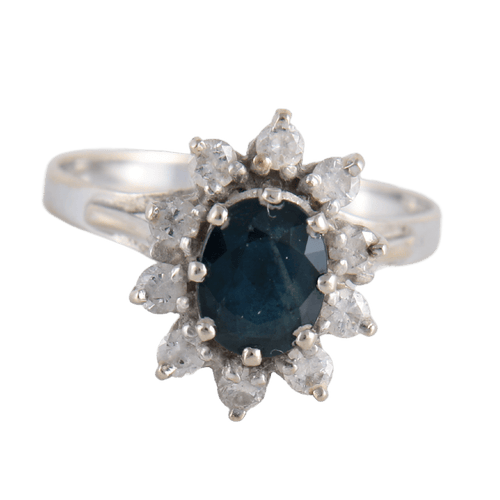 Bague 52 Bague Marguerite Saphir et 10 Diamants 58 Facettes FM108