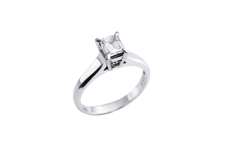 Bague 51 Bague Solitaire Platine Diamant émeraude 58 Facettes