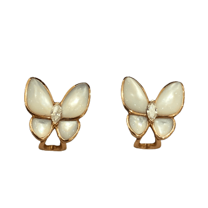 Boucles d'oreilles Boucles d'oreilles papillon Nacre Diamants 58 Facettes