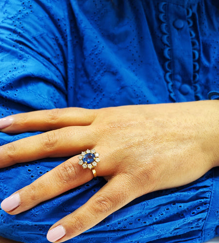 Bague 54 Bague Marguerite Saphir et Diamants 58 Facettes FA-1