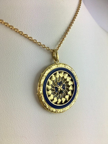 Pendentif Pendentif Belle époque Email et motifs coeurs 58 Facettes