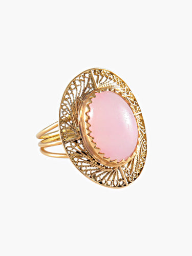 Bague 57.5 BAGUE QUARTZ ROSE OR JAUNE 58 Facettes