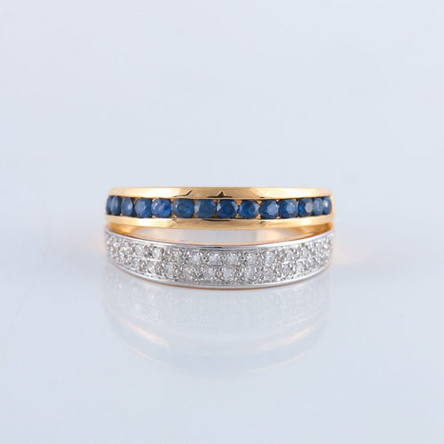 Bague 56 Bague Lignes Diamants Saphirs 58 Facettes JE124