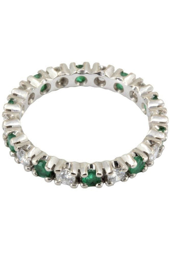 Bague ALLIANCE ÉMERAUDES ET DIAMANTS 58 Facettes 044261