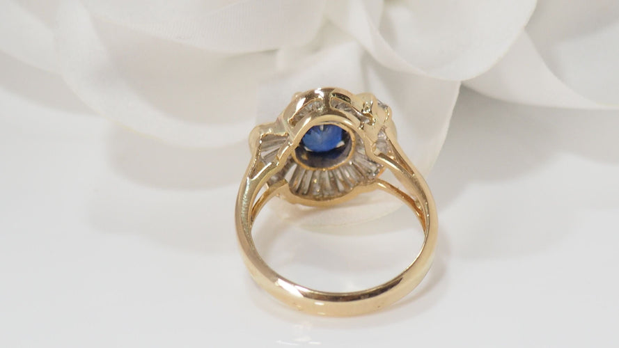 Bague 54 Bague Jupe Or Jaune Saphir Ovale Diamants 58 Facettes 31736