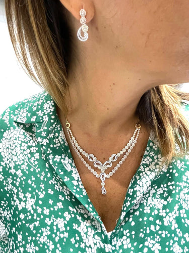 Collier Parure en or jaune, rose et blanc oxydes de zirconium 58 Facettes