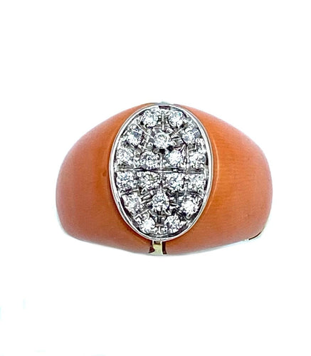 Bague Bague 1970 or et corail 58 Facettes