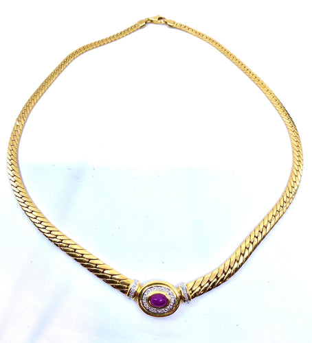 Collier Collier rubis cabochon diamants 58 Facettes