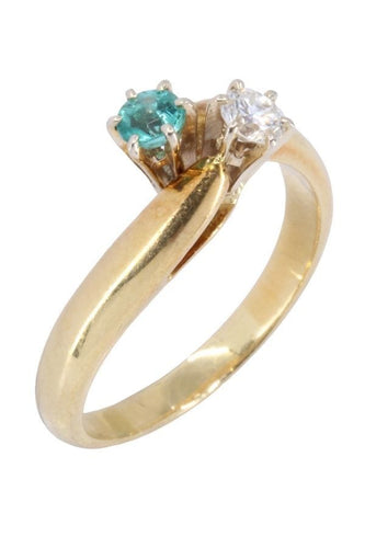 Bague 56 TOI ET MOI ÉMERAUDE ET DIAMANT 58 Facettes 066861