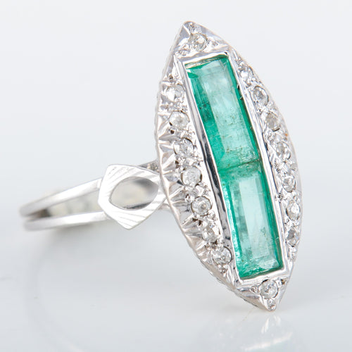 Bague 53 Bague Marquise Emeraudes Diamants 58 Facettes 8392