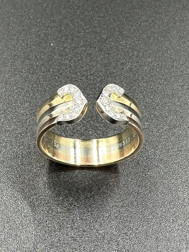 Bague 53 CARTIER. Collection Double C, bague 3 ors et diamants 58 Facettes