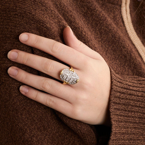 Bague 58 Bague Ovale pavage Diamants 58 Facettes